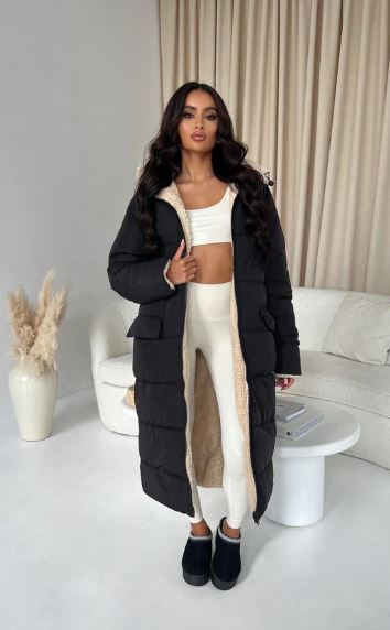 Street-Wave Reversible Teddy Coat For Women Warm Cozy Long Winter Style With Button Closure