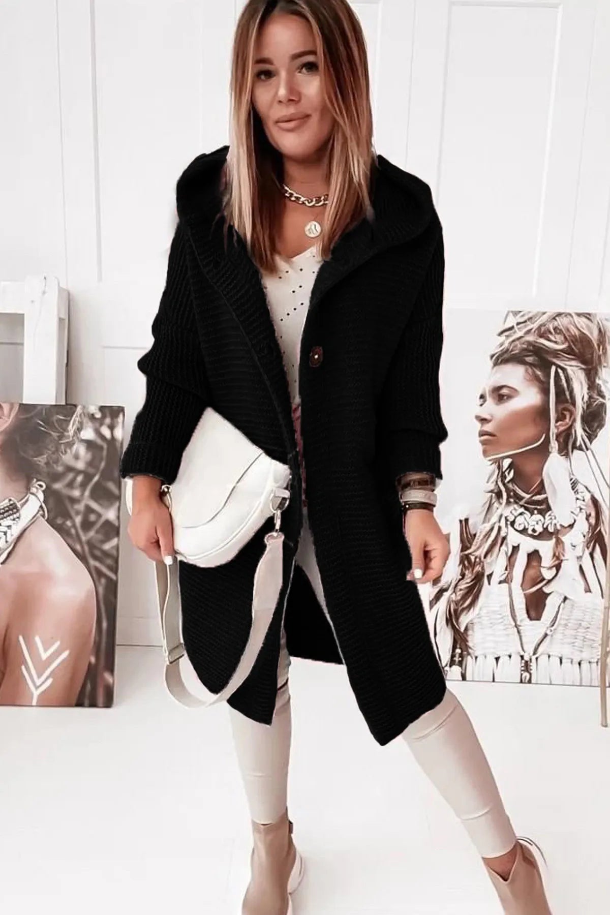 Streetwave Cozy Knit Hoodie Cardigan For Women Premium Comfort And Trendy Everyday Streetwear