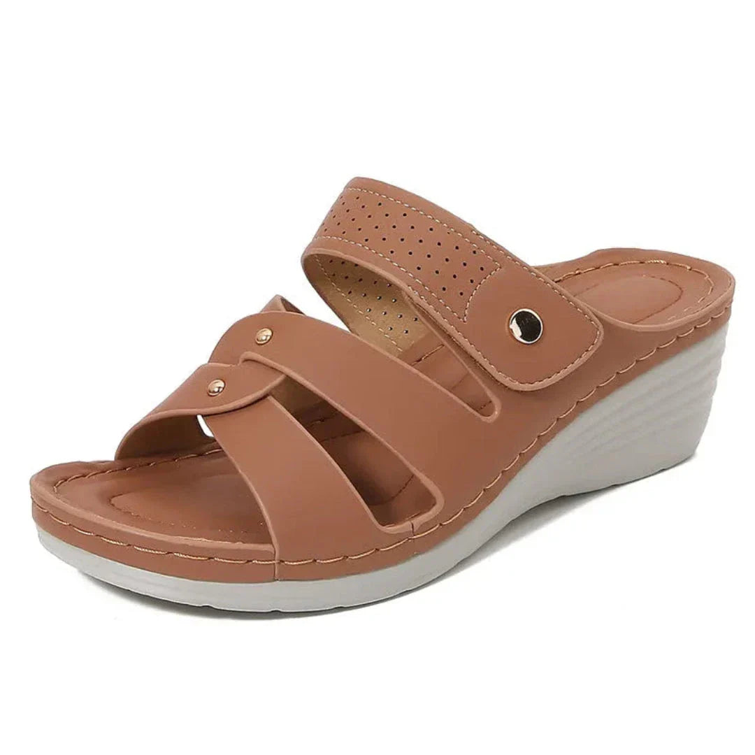 Waylynn Rivet Strap Wedge Sandals For Women All Day Comfort
