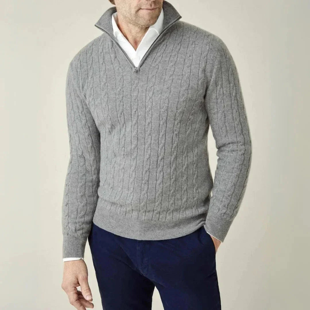 Waylynn Cable Knit Quarter Zip Sweater Unisex Cozy Warmth