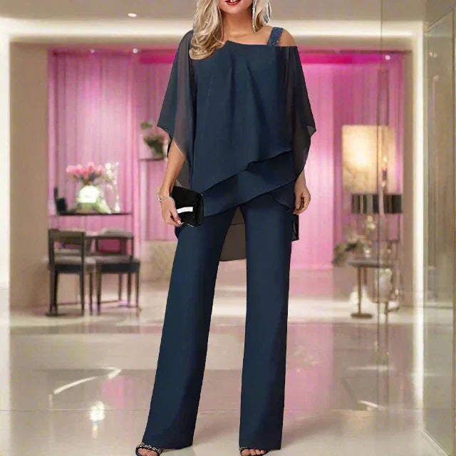 Street Wave Luxurious Chiffon Set For Elegant Evenings Women Loose Fit Two Piece Spring Summer