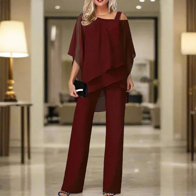 Street Wave Luxurious Chiffon Set For Elegant Evenings Women Loose Fit Two Piece Spring Summer