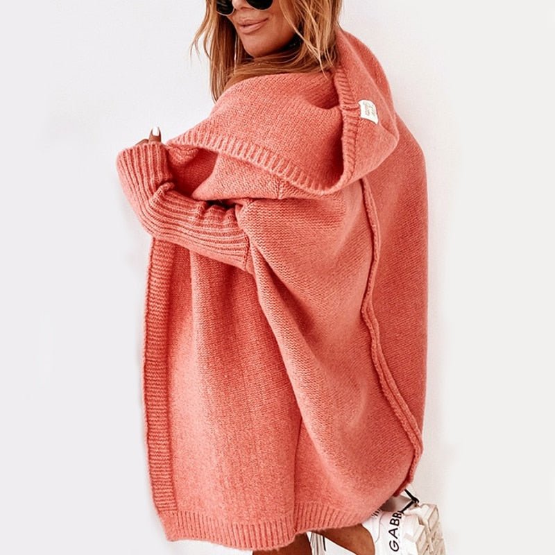 Street-Wave Noelia Womens Hooded Cardigan Cozy Knit Batwing Sweater For Modern Women