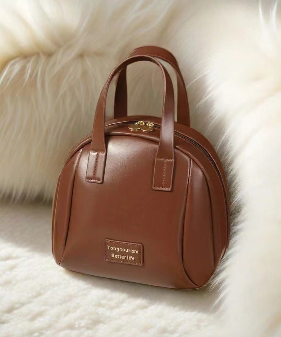 Sac fourre-tout décontracté en similicuir marron solide et durable - Street-Wave
