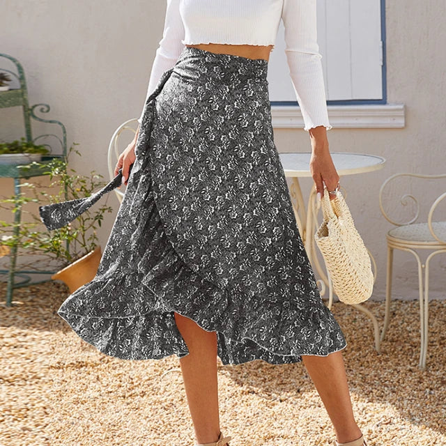 Isolde Chiffon Midi Skirt By Street Wave With Irregular Hem For Women Flowy Elegant Design