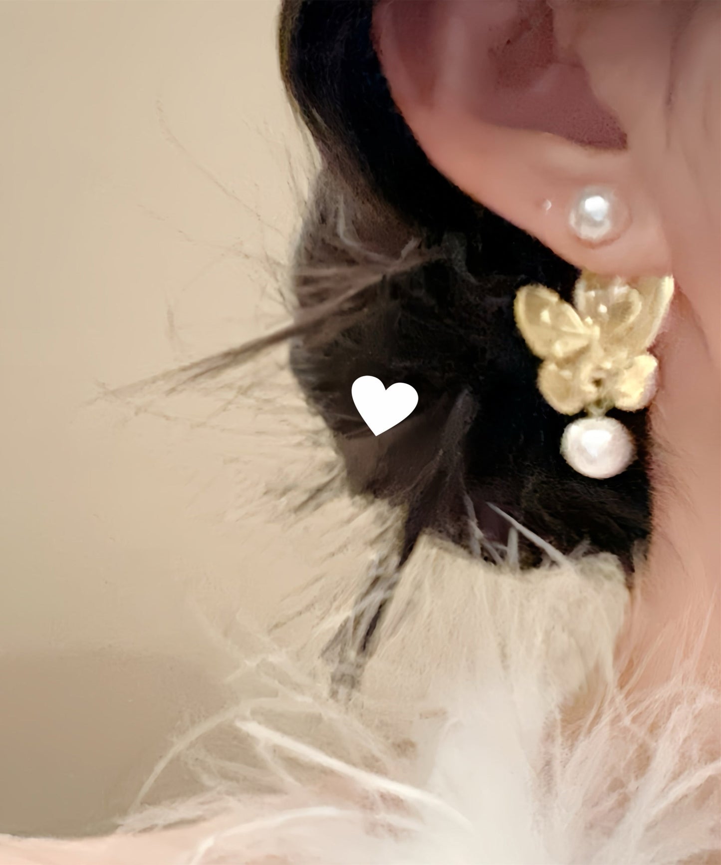 Boucles d'oreilles pendantes décontractées en alliage de cuivre doré avec perles et papillon - Street-Wave