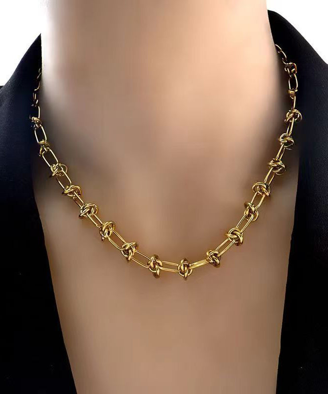 Collier Lariat décontracté en chaîne en alliage d'acier inoxydable doré - Street-Wave