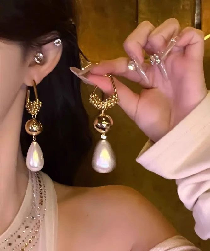Boucles d'oreilles pendantes décontractées en or, argent sterling et zircons surdorés - Street-Wave