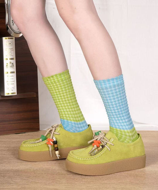 Chaussettes mi-mollet en coton à carreaux asymétriques et décontractées - Street-Wave