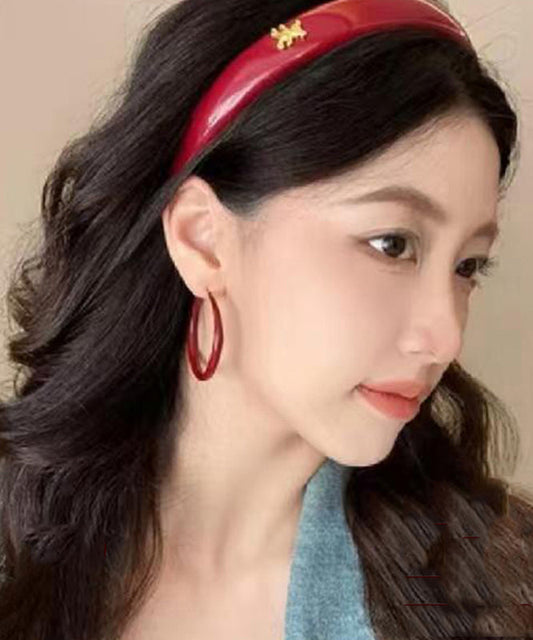 Boucles d'oreilles créoles décontractées en argent sterling rouge - Street-Wave