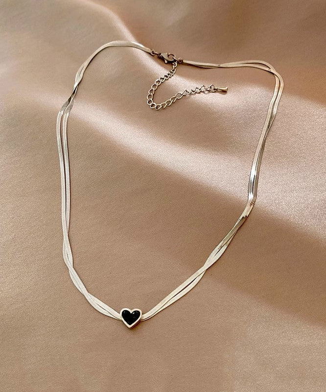Collier pendentif double couche en argent sterling et soie décontractée - Street-Wave