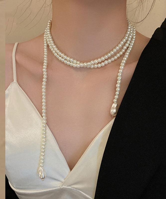 Collier décontracté en alliage blanc avec perles graduées - Street-Wave