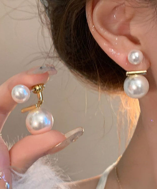 Boucles d'oreilles à tige décontractées en cuivre blanc avec perles surdorées - Street-Wave