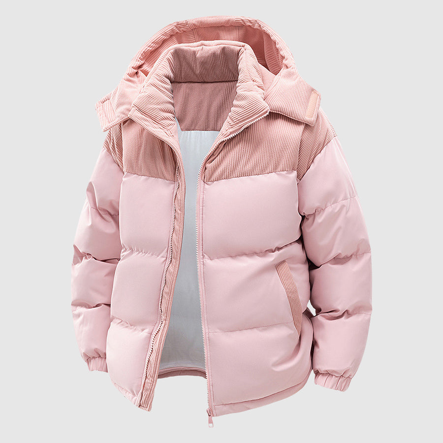 Men's Casual Winter Zip-Up Puffer Jacket With Hood by Street-Wave, Thick Polyester Insulated Coat