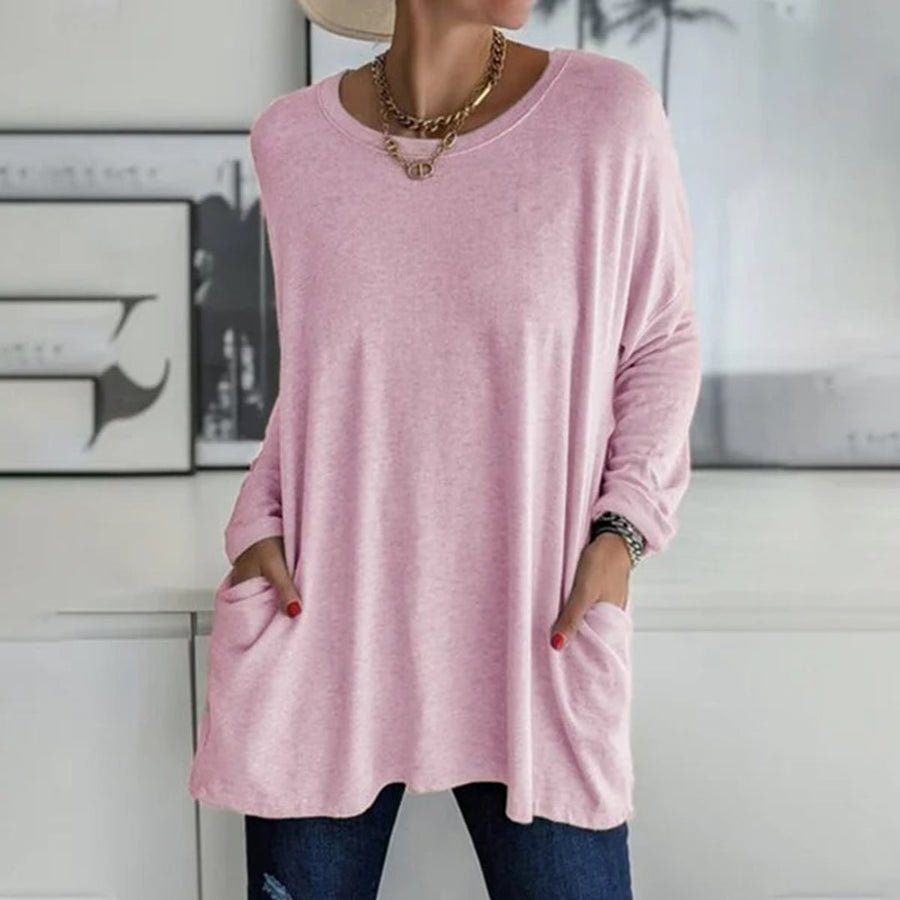 Street-wave Cozy Oversized Top With Pockets For Women Soft Breathable Comfort Everyday Wear