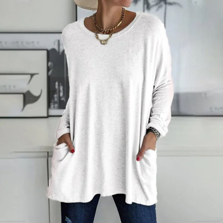 Street-wave Cozy Oversized Top With Pockets For Women Soft Breathable Comfort Everyday Wear