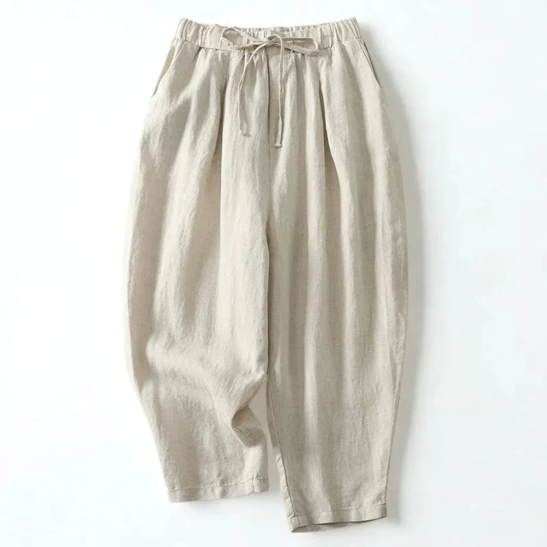 Waylynn Cathy Drawstring Linen Wide Leg Pants For Women Lightweight Comfort
