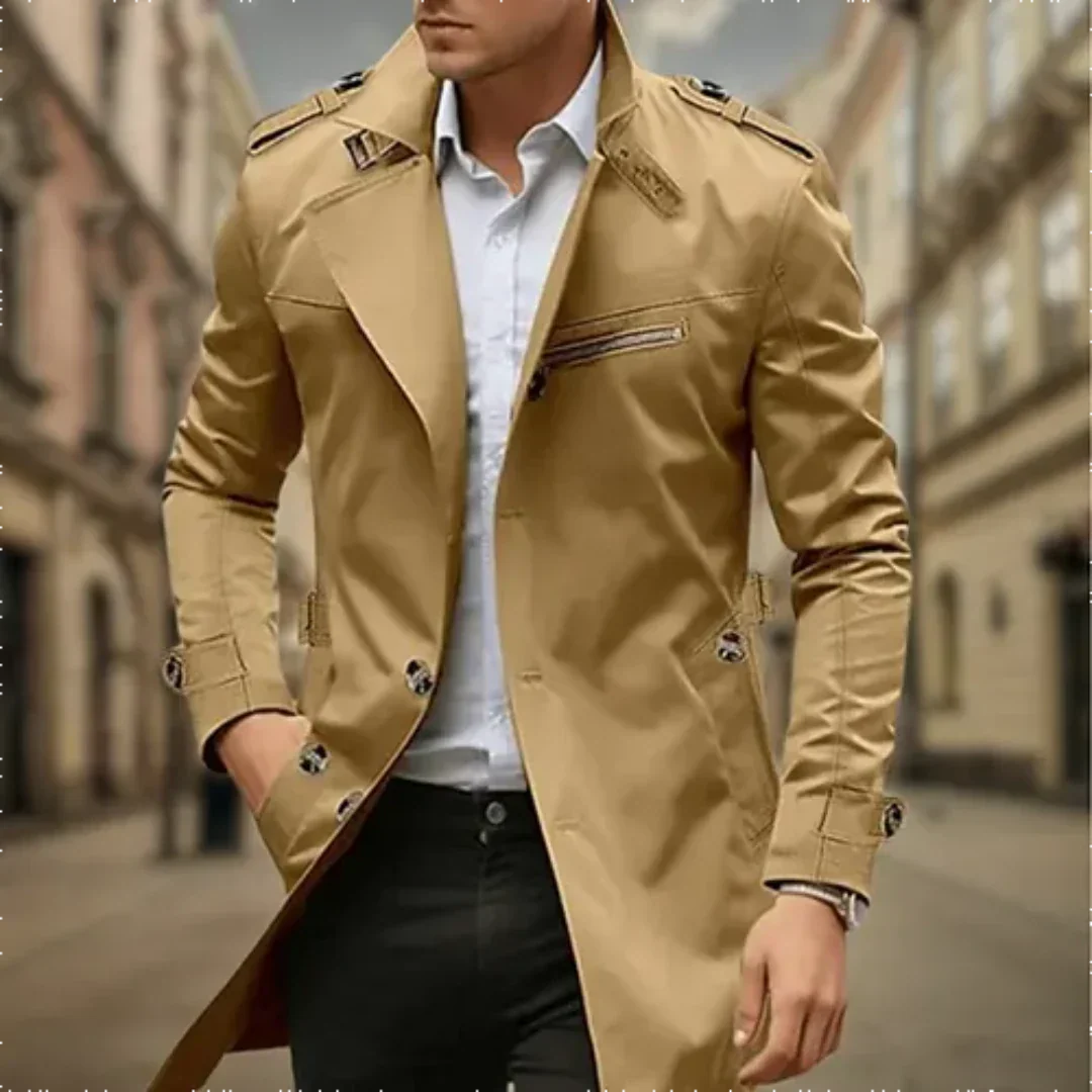 Street-Wave Men's Trench Coat Longline Classic Double Breasted Style For Urban Gentlemen
