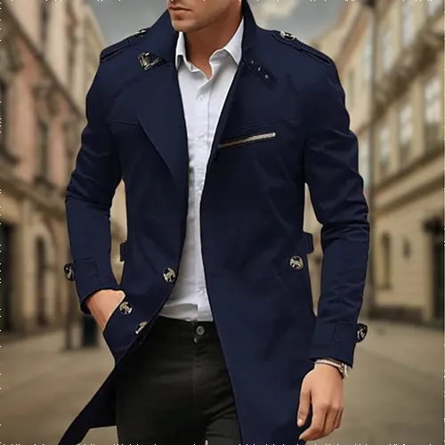 Street-Wave Men's Trench Coat Longline Classic Double Breasted Style For Urban Gentlemen