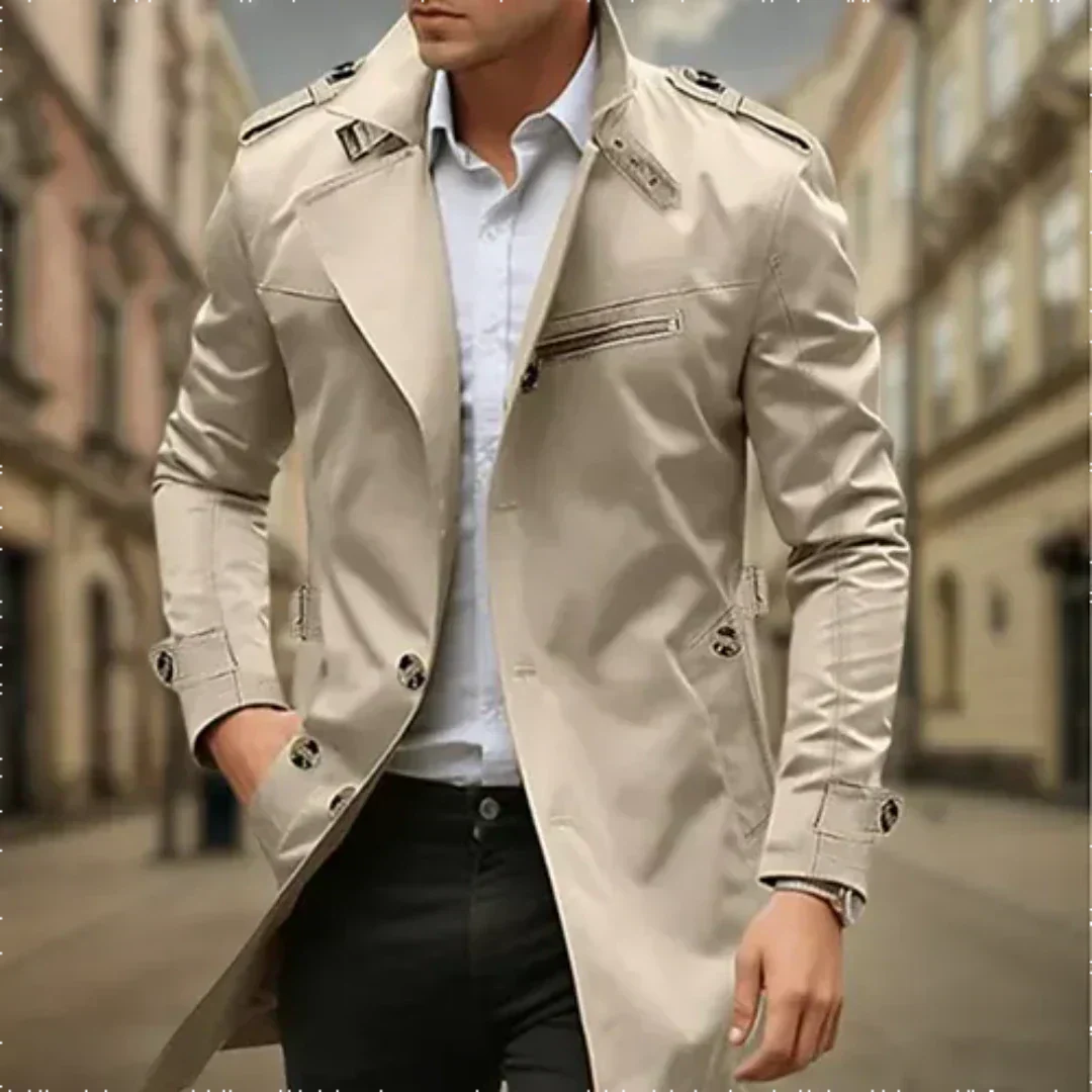 Street-Wave Men's Trench Coat Longline Classic Double Breasted Style For Urban Gentlemen