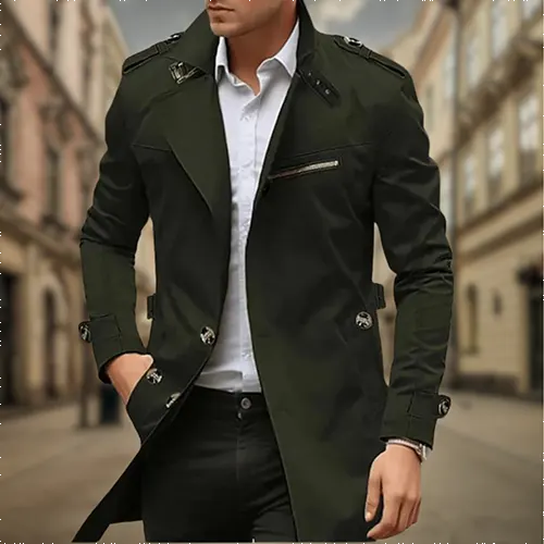 Street-Wave Men's Trench Coat Longline Classic Double Breasted Style For Urban Gentlemen