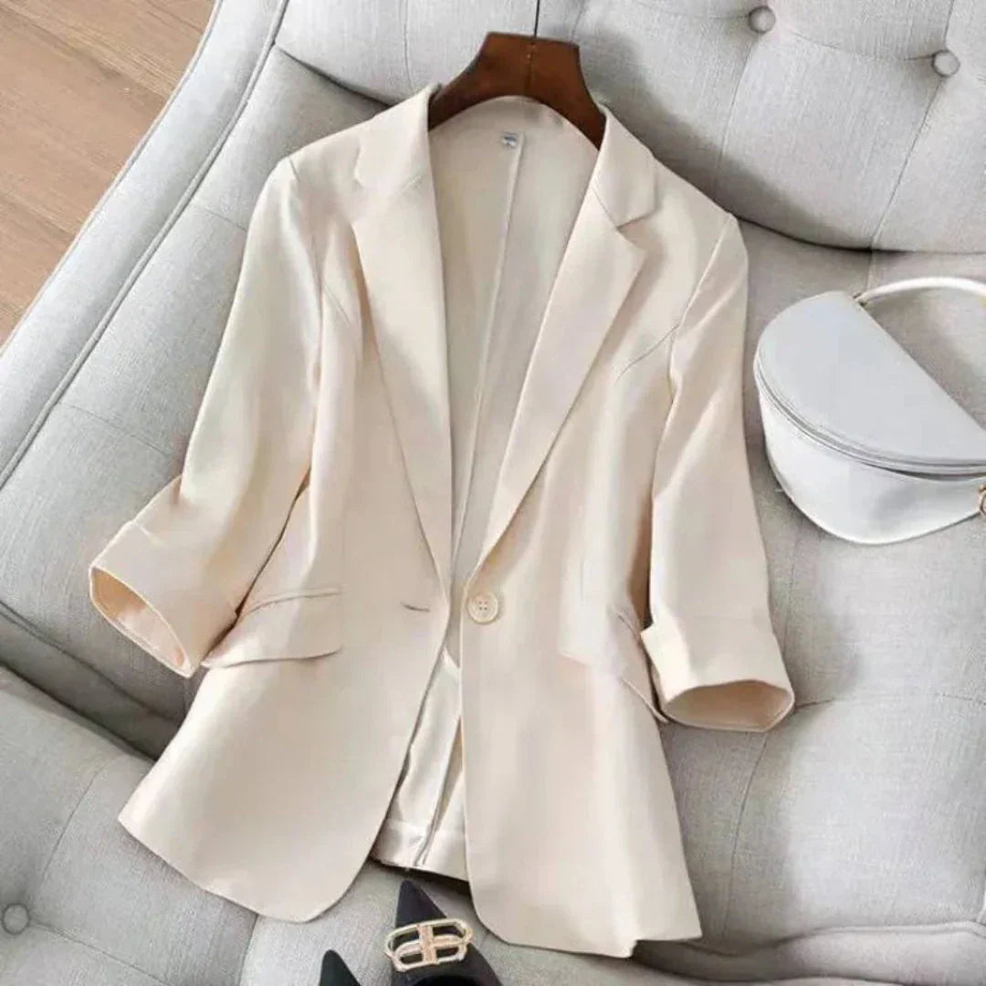 Cecile 3/4 Sleeve Linen Blazer