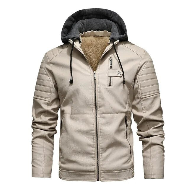 Street-wave Mens Hooded Jacket With Tailored Fit And Cozy Fleece Lining For Modern Men