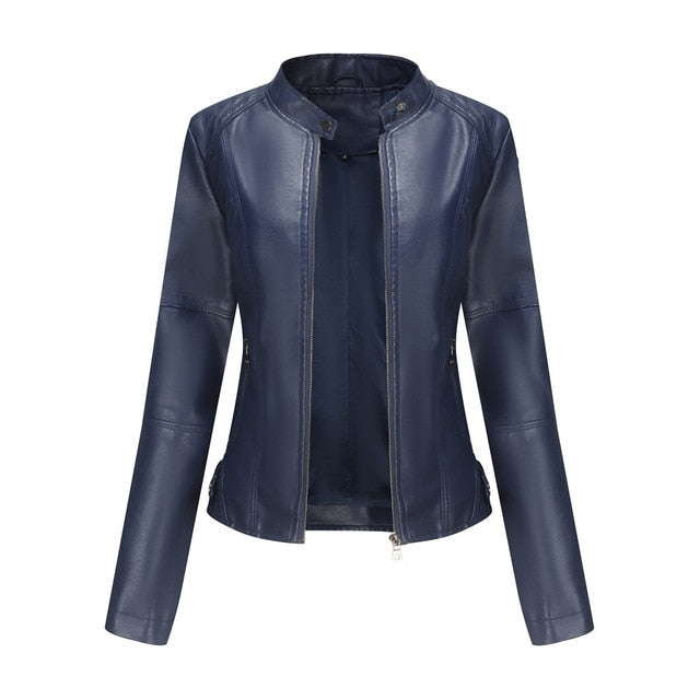 Street-wave Womens Leather Jacket Elegant Versatile Fit With Zipper Details For Modern Fashionistas