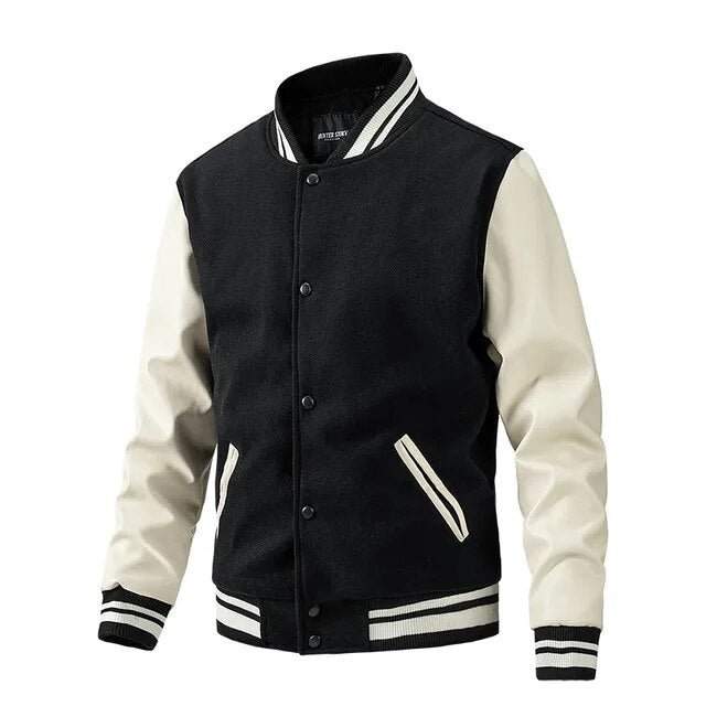 Streetwave Balder Ball Jacket Leather Sleeve Bomber For Men Warm Durable Comfort