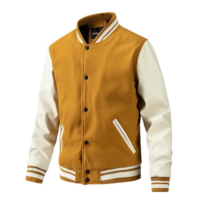 Streetwave Balder Ball Jacket Leather Sleeve Bomber For Men Warm Durable Comfort