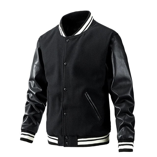Streetwave Balder Ball Jacket Leather Sleeve Bomber For Men Warm Durable Comfort