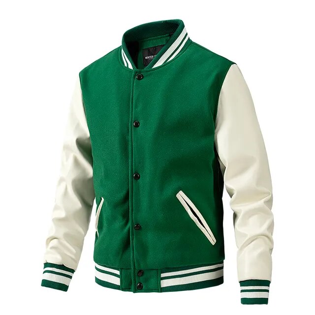 Streetwave Balder Ball Jacket Leather Sleeve Bomber For Men Warm Durable Comfort