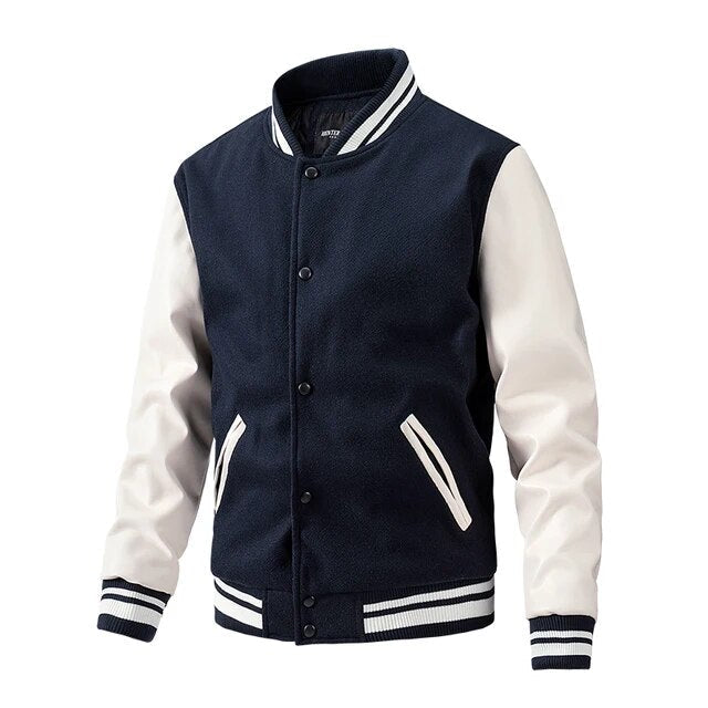 Streetwave Balder Ball Jacket Leather Sleeve Bomber For Men Warm Durable Comfort