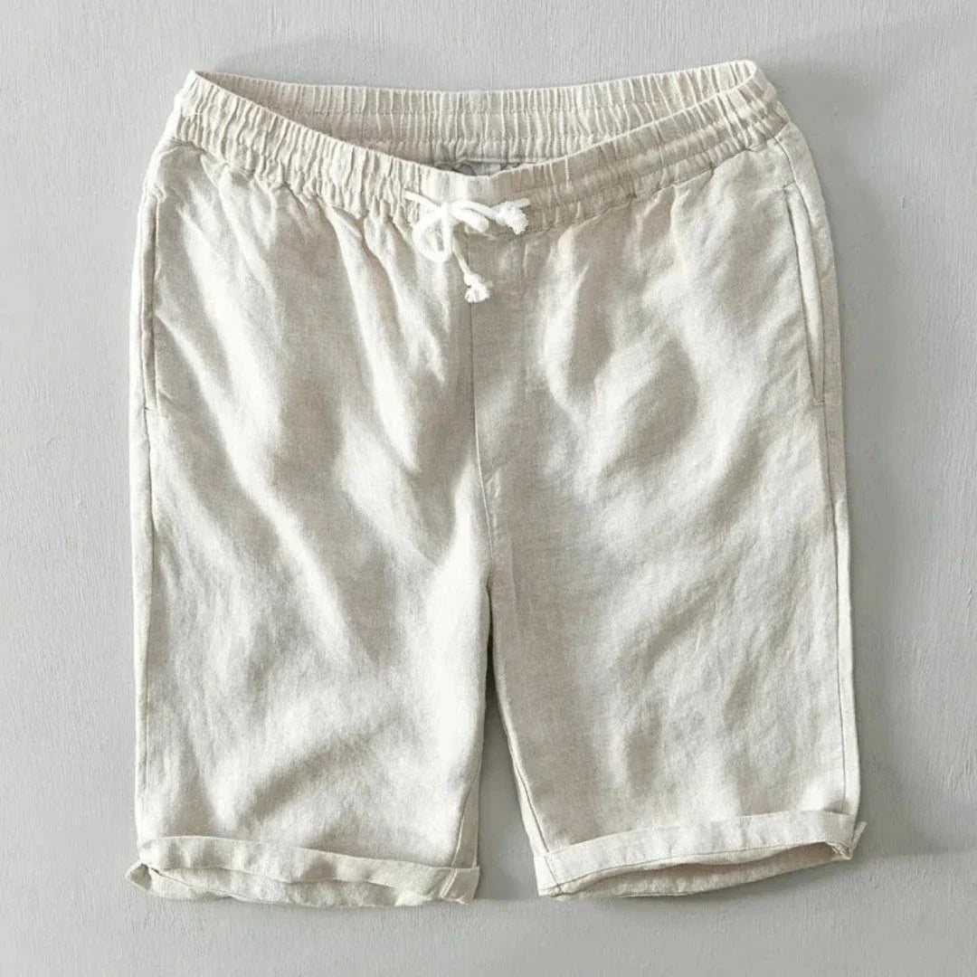 Charlie Drawstring Linen Blend Shorts For Summer Comfort Beach Casual Wear Relaxed Fit Mid Rise