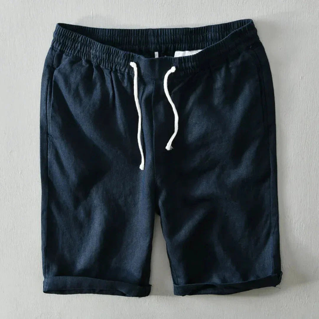 Charlie Drawstring Linen Blend Shorts For Summer Comfort Beach Casual Wear Relaxed Fit Mid Rise