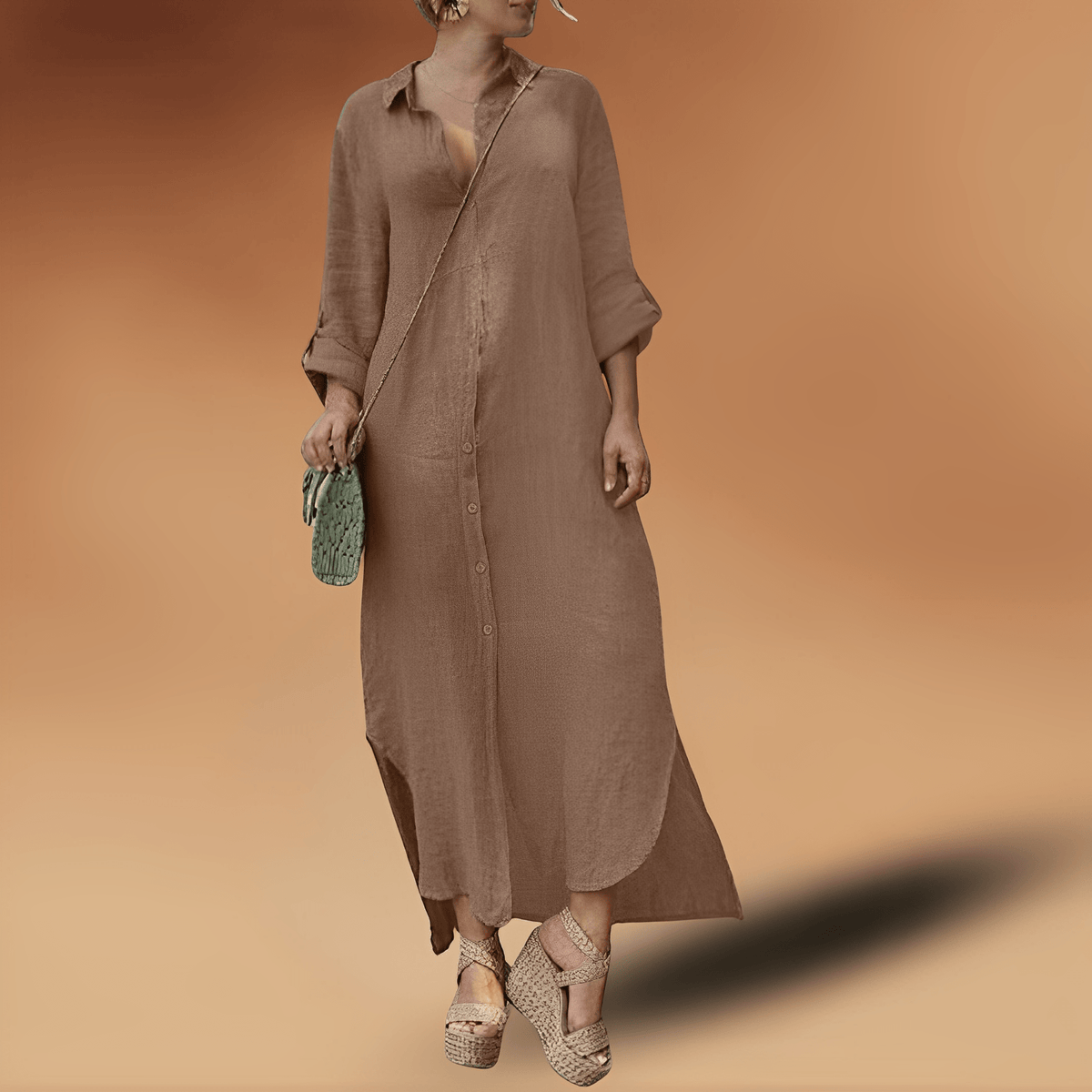 Streetwave Linen Dress For Women With Long Sleeves Timeless Breathable Comfort Everyday Style