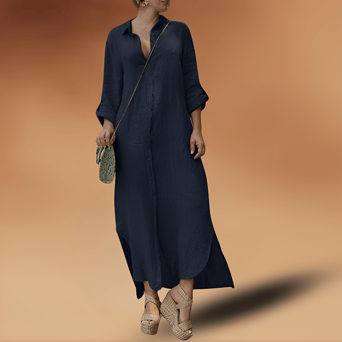 Streetwave Linen Dress For Women With Long Sleeves Timeless Breathable Comfort Everyday Style