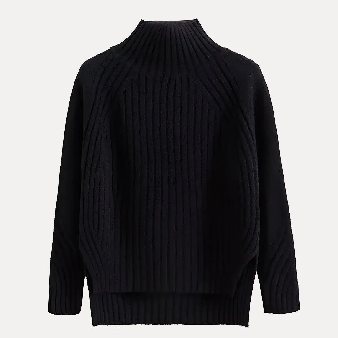 Waylynn Charlotte Side Slit Turtleneck Sweater For Women Cozy Modern Knit