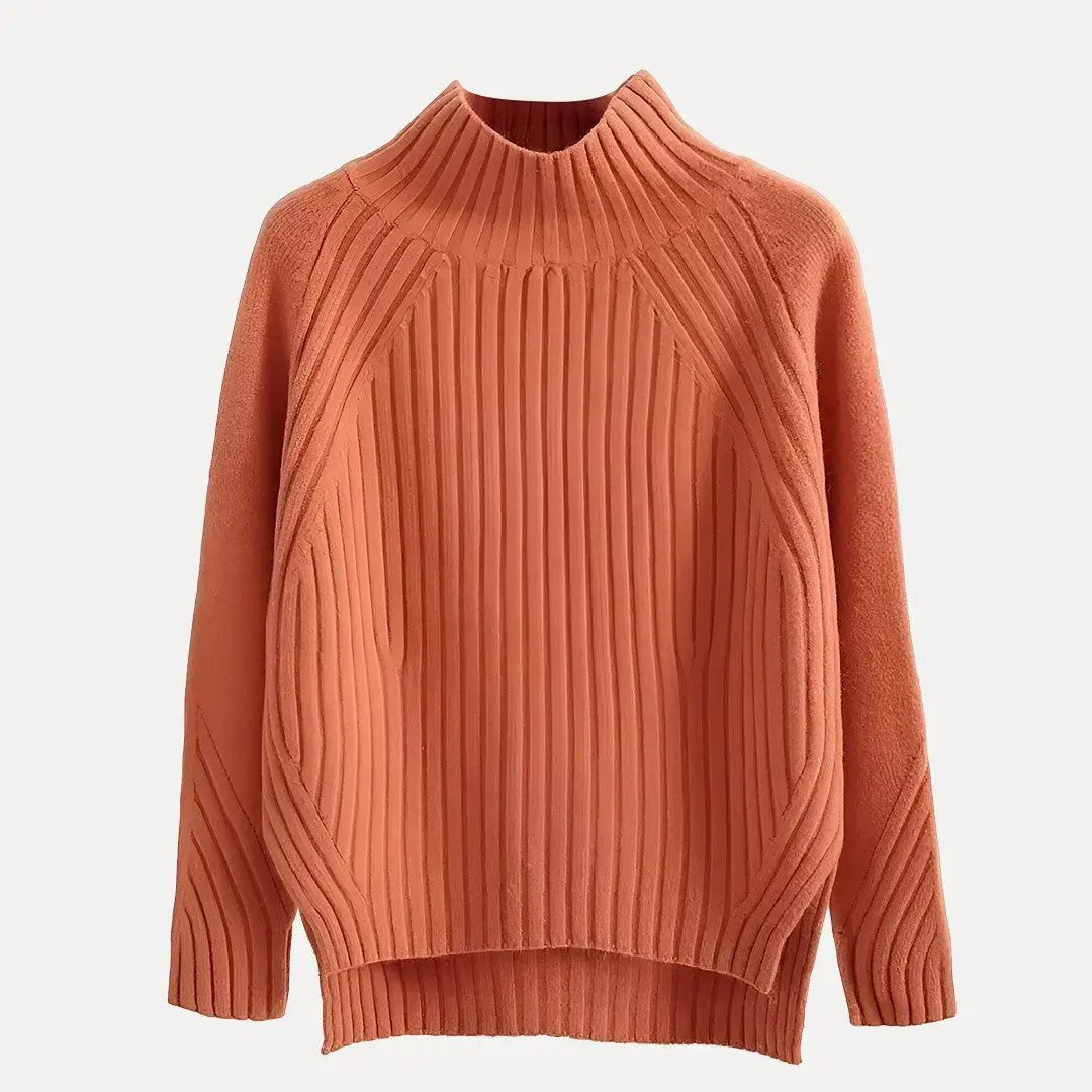 Waylynn Charlotte Side Slit Turtleneck Sweater For Women Cozy Modern Knit