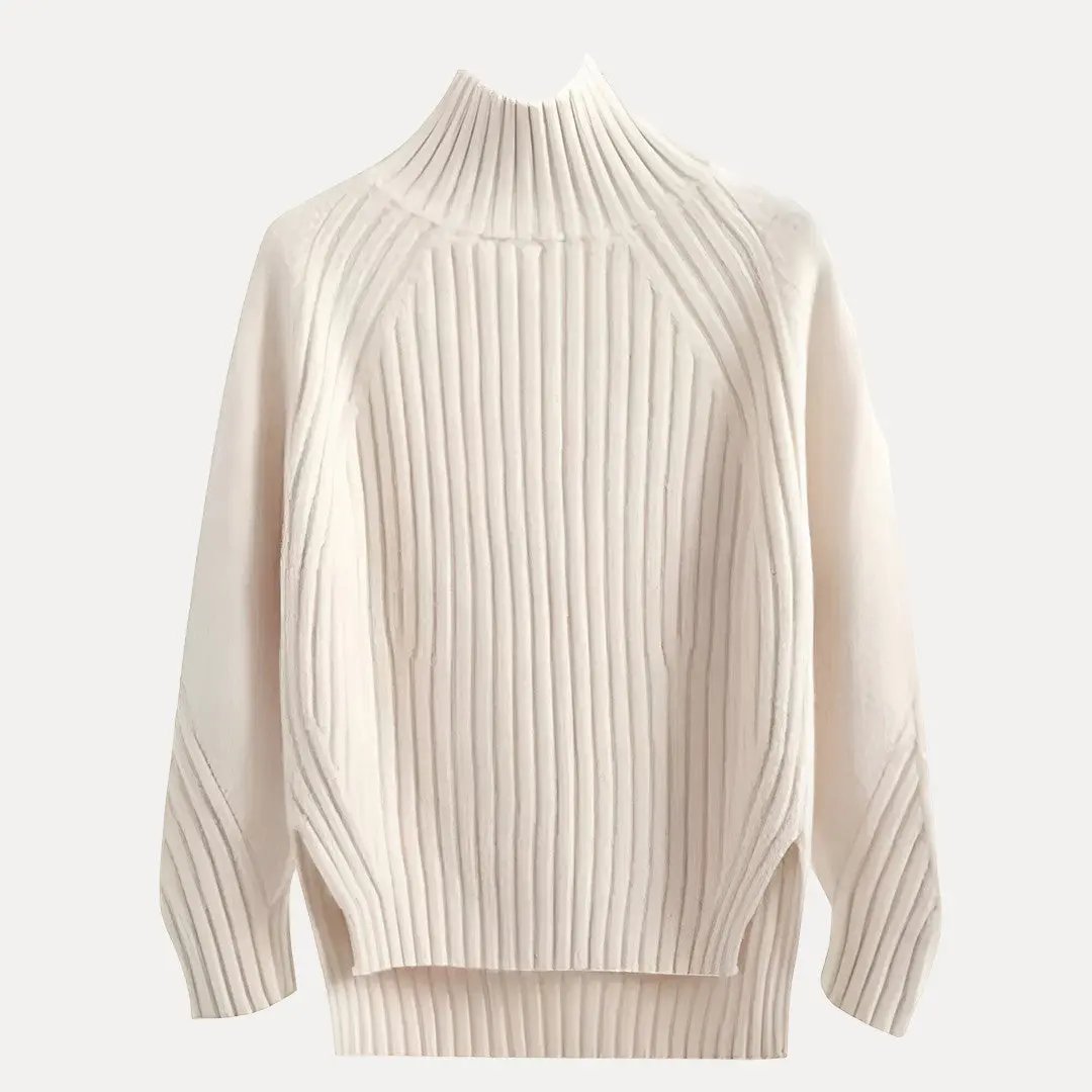 Waylynn Charlotte Side Slit Turtleneck Sweater For Women Cozy Modern Knit