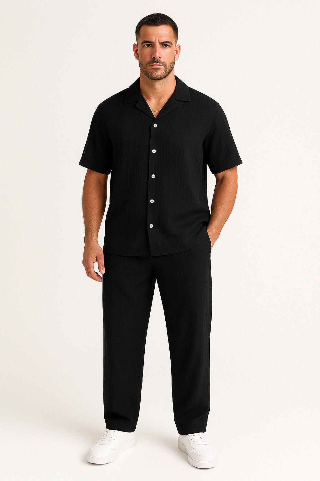 Street Wave Cotton Linen Set For Men Breathable Relaxed Fit