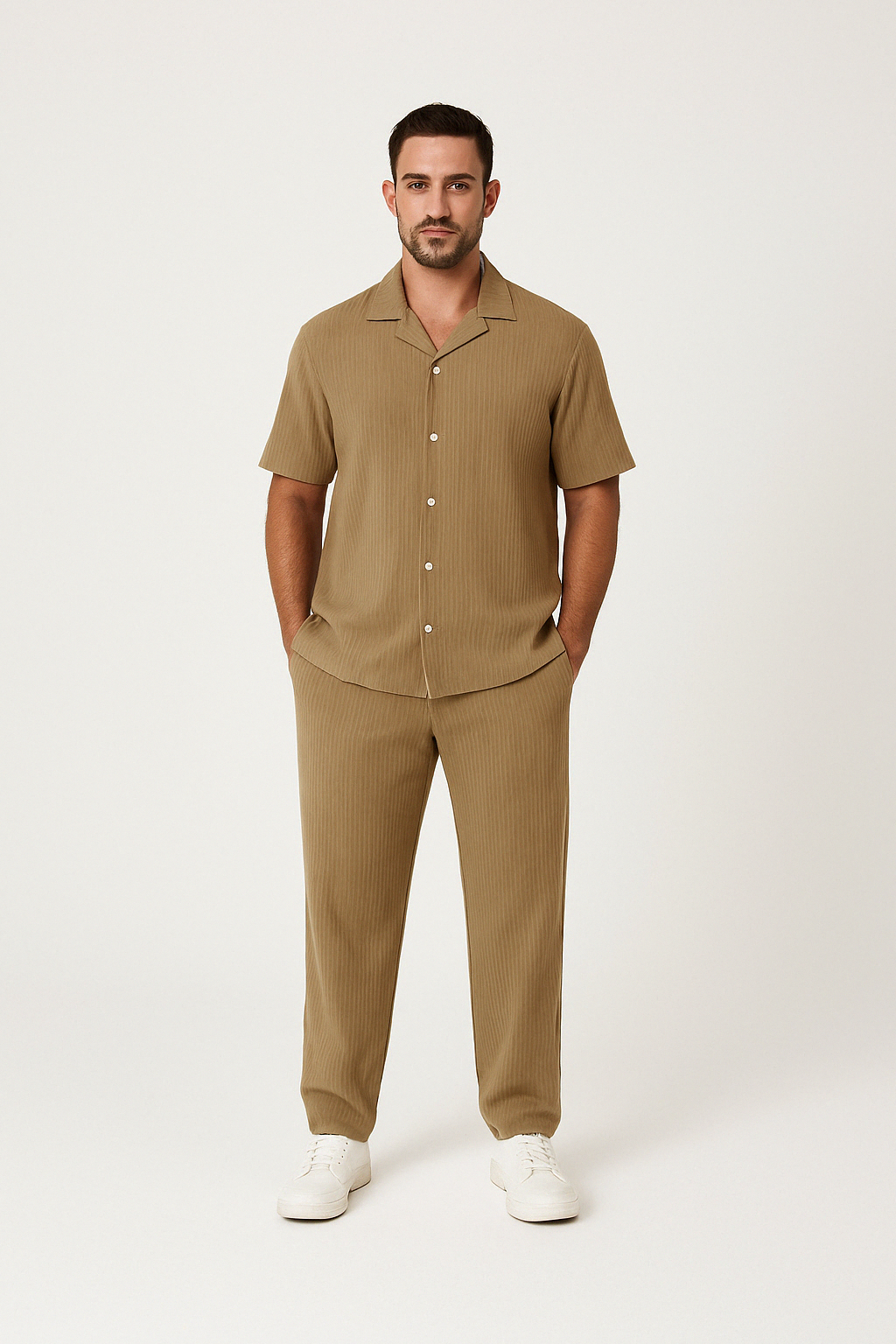 Street Wave Cotton Linen Set For Men Breathable Relaxed Fit