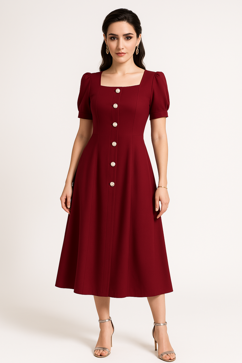 Street-Wave Women's Knit Midi Dress Slim Fit Flattering