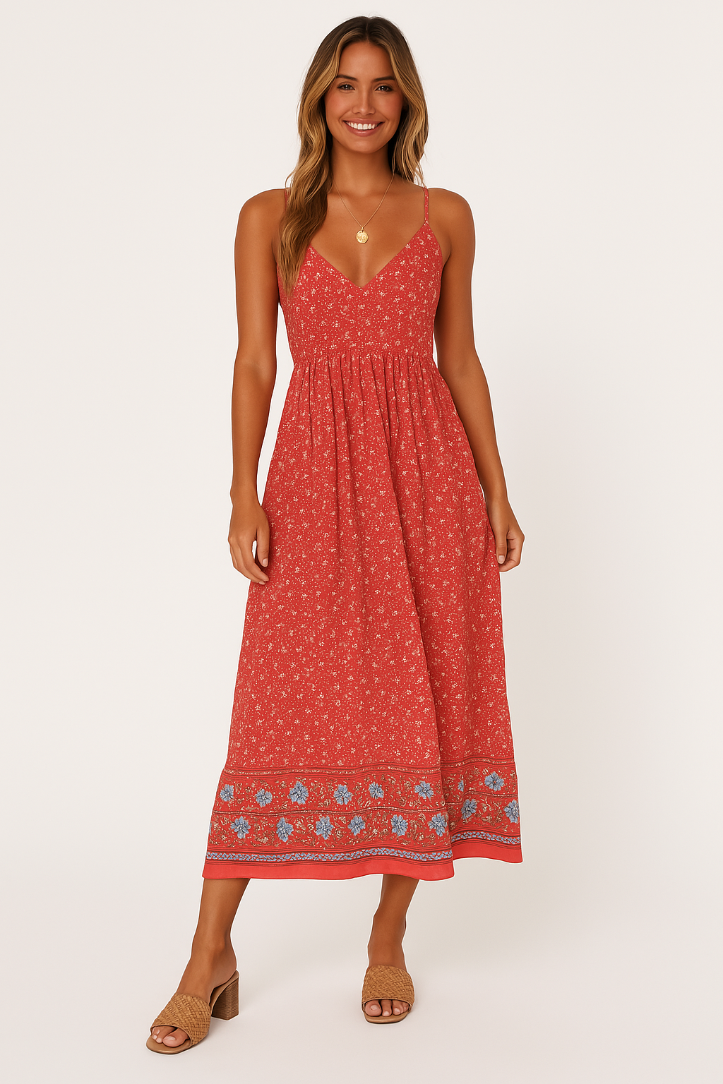 Street Wave Floral Print Maxi Dress For Women Boho Breathable V Neck