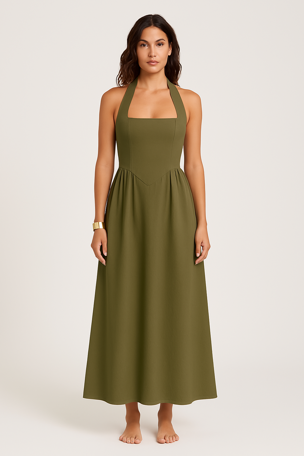 Street Wave Halterneck Maxi Dress For Women Backless Ruffle Elegant Wedding