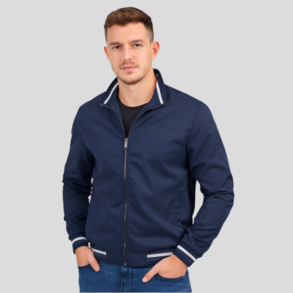 Street-Wave Men's Lightweight Jacket With Contrast Stripes For Urban Style And Versatility