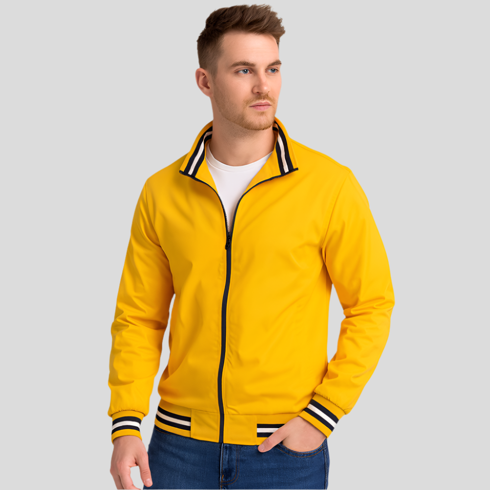 Street-Wave Men's Lightweight Jacket With Contrast Stripes For Urban Style And Versatility