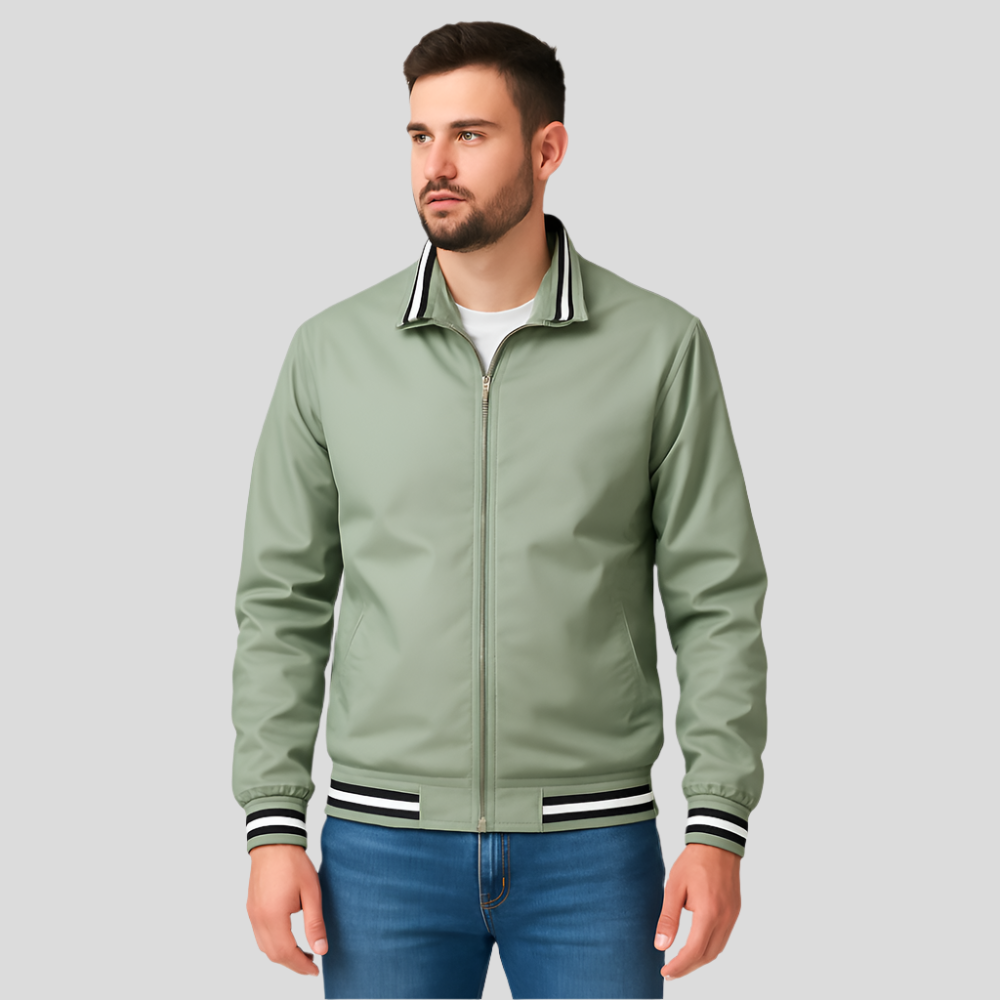 Street-Wave Men's Lightweight Jacket With Contrast Stripes For Urban Style And Versatility