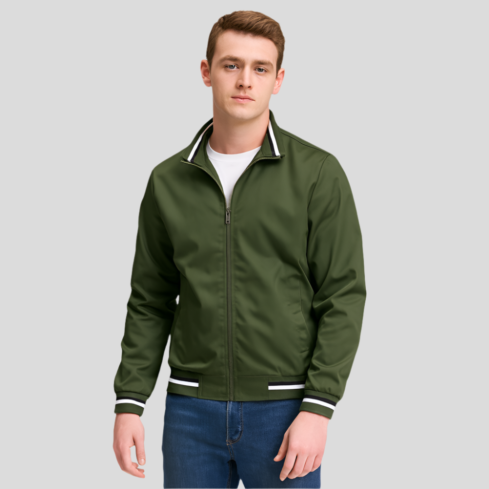 Street-Wave Men's Lightweight Jacket With Contrast Stripes For Urban Style And Versatility