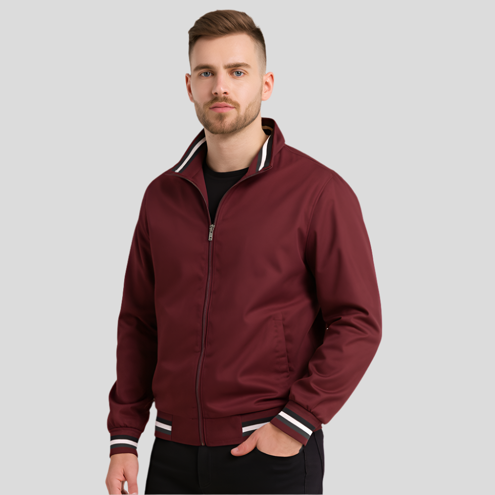 Street-Wave Men's Lightweight Jacket With Contrast Stripes For Urban Style And Versatility